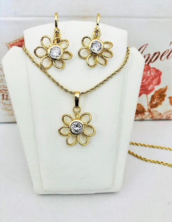 Set pandantiv, cercei, LANTISOR din aliaj de zinc, placat cu aur de 14k