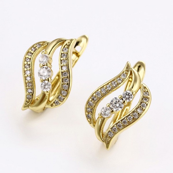 Set inel si cercei din aliaj de zinc, placat cu aur galben 14k