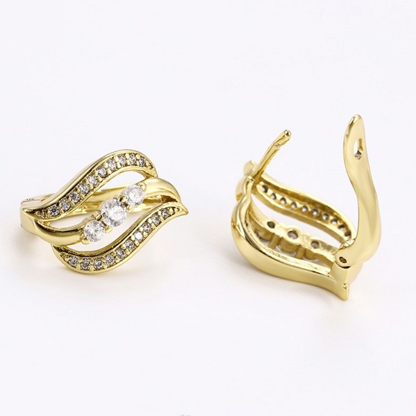 Set inel si cercei din aliaj de zinc, placat cu aur galben 14k