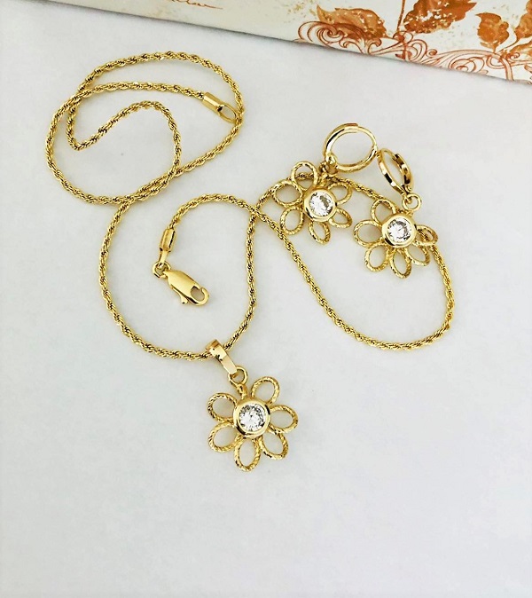 Set pandantiv, cercei, LANTISOR din aliaj de zinc, placat cu aur de 14k