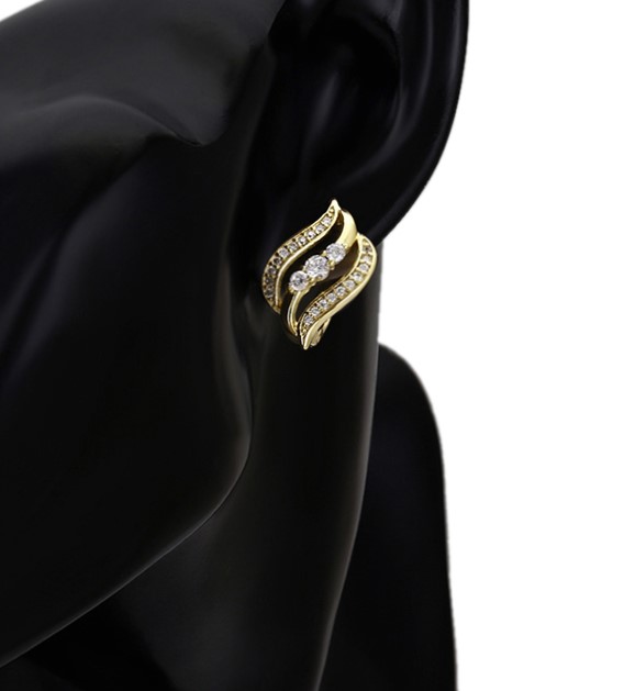 Set inel si cercei din aliaj de zinc, placat cu aur galben 14k